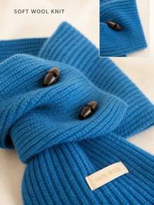 Women's Ribbed Knit Criss-Cross Scarf With Buttons, Comfortable Winter Short Scarf - Scarf - View 5