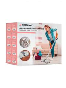 Redlemon Trapeador Eléctrico Giratorio 200 RPM con Atomizador, Luz LED y Batería Recargable - Blanco - Ver 9
