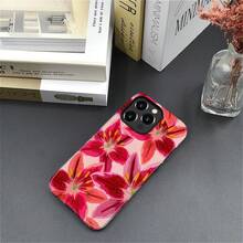 Compatible With IPhone 15 Pro Case,Dual-Layer Protection,Hard Shell With Silicone Interior,Slim Scratch Resistant Shockproof For Woman Men-Cute Colourful Flowers Lily - 白色 - 查看 4