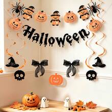 Dekorasi Pesta Halloween, Spanduk Bunting, Perlengkapan Suasana Pesta Liburan, Latar Belakang Dinding Rumah Hantu untuk Bar, Dekorasi Gantung Pita - Beraneka warna - View 4
