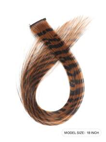 18 Inch 45 Cm Feather Hair Extensions Invisible Hair Extensions Wig Highlights Hair Clip Hair Extensions Even Black Striped Texture Gothic Style Multi-Color Festive Color Suitable For Beginners Easy To Wear And Beautiful Women'S - Multicolor - View 21