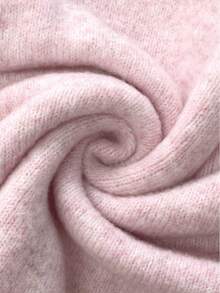 Women's Winter Pink Knit Plus Size Sweater, Asymmetric Neckline, Long Regular Sleeve - Pink - View 7