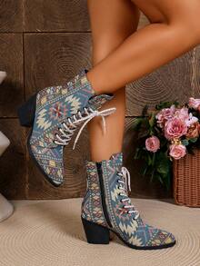 Botas de Tornozelo Elegantes Femininas Outono/Inverno Casual Confortável 2025 Nova Bege Salto Baixo Bico Fino Cor Sólida Zíper Traseiro Sola de PU, Adequada para Compras, Férias, Viagens, Deslocamento, Dia dos Namorados Branco, Halloween, Cyber Monday - Azul - Visão 4