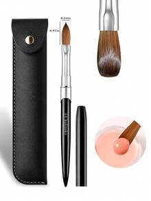 1PC Size 2-18 Kolinsky Acrylic Nail Brush With Leather Case, Professional Sable Nail Art Brush For Acrylic Powder & Extension Gel - Black - View 17