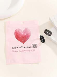 ATLVXJL 2 件套夜光情侣戒指，不锈钢字母“I LOVE YOU”月亮和太阳设计，休闲情侣首饰适合日常佩戴和情人节礼物 - 彩色 - 查看 8