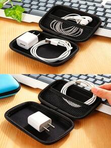 1pc Hard Digital Accessories Storage Bag, Built-In Mesh Compartment, Portable Size, Can Store Earphones, Data Cables, Chargers, Organize Personal Items, Suitable For Travel, Can Be Used As Halloween, Christmas Gift Option - A - View 10