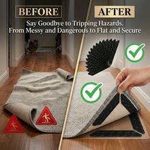 [4/8/16/32pcs] Wood Floor Carpet Stickers, Area Rug Stickers, Non-Slip Carpet Corner Clips, Used To Fix Kitchen And Bedroom Carpets, Removable Non-Slip Carpet Pads - Black - View 3