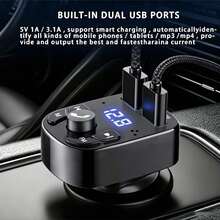 1pc Car Wireless 5.3 FM Transmitter, Hands-Free MP3 Player, Dual USB And PD Fast Charging Ports, Car Radio Adapter, Car Accessories - one-size - View 6