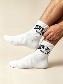 1/3/6 Pairs Men's Letter Solid Color Short Socks, Sweat-Absorbent Breathable Odor-Resistant Low-Cut Socks, Couple Socks, Unisex, Suitable For Daily Wear, Sports, Back To School Season, All Seasons - Multicolor - View 4