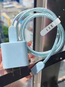 5 buah Casing Pelindung Charger & Penggulung Kabel TPU Biru Solid Matte Anti-Jatuh, Kompatibel dengan Charger Apple 18W/20W, Aksesori Digital Warna Solid Minimalis Premium - Biru Beku - View 6