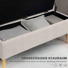 Upholstered Bench With Storage 110 X 39 X 45 Cm In Beige With Linen Look For Hallway, Bedroom, Living Room, Made Of Rubberwood - Beige - View 4