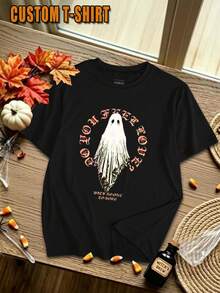Men's Customizable Personalized T-Shirts, Lightweight,Soft, Polyester, High-Definition Photos (Friends/Pets/Company Logos).Independence Day,Halloween - Black - View 4