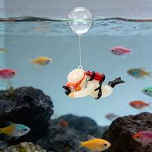 2件組發光潛水員魚缸裝飾品，可愛防水樹脂水下景觀擺飾，螢光水族配件，適用於所有魚缸，創意迷你水生家居桌面裝飾 - 夜光潛水員 - 查看 10