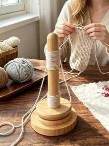 Wooden Yarn Holder, Detachable Yarn Winder, Rotating Yarn Spool Rack, Desktop Yarn Storage Organizer Stand, Wooden Yarn Rack, Desktop Yarn Storage Rack, Tabletop Knitting Tools, Multi-Functional Rotating Wooden Yarn Spool, Crochet Yarn Spool Rack, Bamboo Wooden Knitting Yarn Spool Rack, DIY Yarn Spool Knitting Tools, Ergonomic Design, Desktop Tangle-Free Yarn Storage Tool, Knitting Accessories And Supplies, Suitable For Hand Knitting And Winding, Home DIY Knitting Tools, Yarn Storage - Multicolor - View 4
