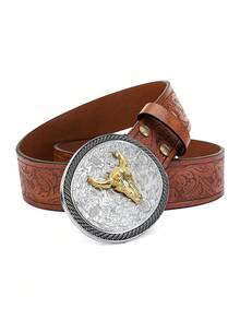 1pc Vintage Men's Belt Elegant Style Casual Artificial PU Wide Belt, Suitable For Casual Pants, Skirts, Daily, Work, Date, Party, Christmas, Valentine's Day - Men's Belt - View 7