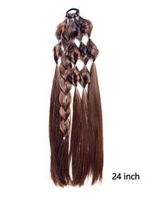 24 Inch Handmade Braided Ponytail Wig, Synthetic Fiber Twisted Boxing Braid Ponytail, Suitable For Women - Multicolor - View 4