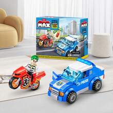 ZURU MAX- Max City Series Pursuit Squad Building Block Motorcycle And Police Car Toy Interactive Toys Motorcycle Building Block Toy Toys For Boys - Blue - View 4