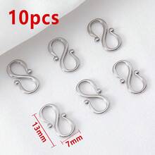 10pcs Stainless Steel M-Clasp S-Clasp Necklace Bracelet Connector Clasp End Connector Suitable For Handmade DIY Jewelry Accessories - Stainless Steel Buckles - View 9
