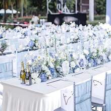 Elegant 6ft White Spandex Tablecloth With Ruffled Hem, Elastic Fit Rectangular Folding Table Cover, Washable Wrinkle-Resistant, Suitable For Events, Receptions And Holiday Decor - A - View 11
