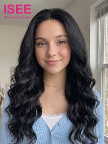 ISEE Hair Body Wave Invisi Draw-Strings 360 Lace Frontal Glueless Wig Wear And Go Natural Color 14-26 Inch 180% Density Soft & Silky Pre-Bleached Pre-Plucked Hairline Seamless Blend Natural Scalp Look For Women - SNatural - View 2