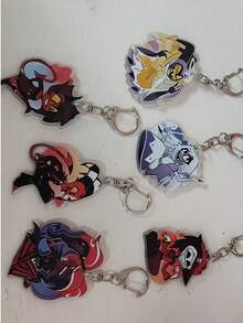 Panini Helluva Boss Hazbin Hotel Cartoon Character 2D Flat Acrylic Keychain Set 12 Styles Printed Key Ring Bag Pendant Car Key Decoration Accessories Daily Collection Jewelry Gift - Multicolor - View 7