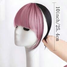 3D Highlighted Straight Bangs Wig, Colorful Gradient Bangs, Natural Invisible Seamless Hair Piece, Fluffy Bangs, Lightweight Hair Extension, French Style Top Wig, Highlighted Airy Bangs, Halloween - Multicolor - View 2