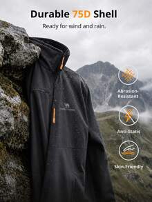 CAMEL CROWN Men's Outdoor Softshell Jacket, Fashionable & Comfortable, Water-Repellent, Durable, Lightweight, Hiking & Climbing Jacket - Phantom Black - View 4
