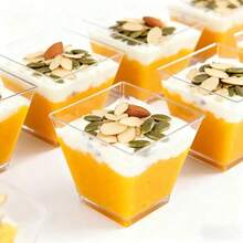 25/50/100pcs 2oz/60ml Clear Plastic Mini Dessert Cups With Spoons, Mini Square Dessert Bowls, Suitable For Appetizers, Tasting - Multicolor - View 6
