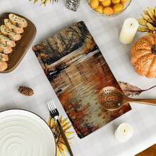 2/4/48pcs Autumn Series Autumn Stream Oil Painting Pattern Printed Kitchen Towels - Super Soft, Highly Absorbent Polyester Tableware And Hand Towels, Perfect For Holiday Decor, Kitchen Decor, Party Decor. - Multicolor - View 11