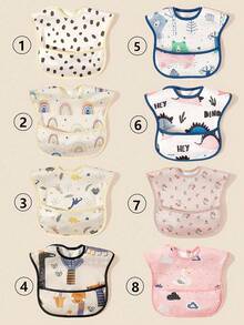 1 buah Celemek Bayi Bermotif Lucu, Unisex untuk Bayi Laki-laki dan Perempuan, Nyaman Dipakai, Tahan Lama dan Mudah Dibersihkan - MultiWarna - View 1