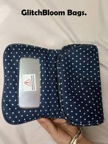 Navy Blue Polka Dot Zipper Storage Bag With Transparent Window, Portable Travel Makeup Bag, Cute Small Organizer Pouch, Suitable For Women And Girls - Navy Blue - View 3
