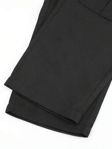 1pc Boys' Multi-Pocket Straight Leg Cargo Pants, Spring/Autumn American Style Casual Trousers - Black - View 6