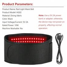 Hailicare Heated Red Light Belt With 3 Temperature Levels (45℃/55℃/65℃), USB Powered Heating Wrap For Waist, Abdomen, Back And Legs, Home & Office Use - Black - View 11