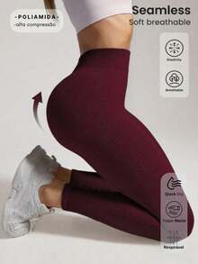 Women Sports Leggings - 石油/葡萄酒 - 查看 5