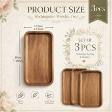 [3-Piece Set]Display Trays - Small Acacia Wood Tray Set | Acacia Wood Deep Edge Anti-Drop Serving Tray | Suitable For Coffee Cups, Desserts, Cakes, Cheese, Fruit Display, Applicable For Coffee, Tea Set, Dessert, Tableware, Storage, Decoration. Housewarming And Wedding Gift - View 3