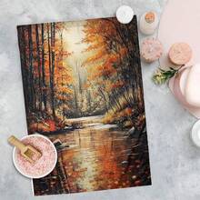2/4/48pcs Autumn Series Autumn Stream Oil Painting Pattern Printed Kitchen Towels - Super Soft, Highly Absorbent Polyester Tableware And Hand Towels, Perfect For Holiday Decor, Kitchen Decor, Party Decor. - Multicolor - View 9