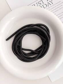 Black Bow Pearl Charger Protective Case, Data Cable Anti-Breakage Protection Rope - Black - View 6