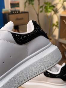 White MQ Platform Sneakers With Black Heel Insert – Unisex Oversized Sneakers - 經典黑磚尾 - 查看 6