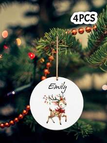 LICVIC Custom Name Christmas Ornament, Festive Deer Santa Tree Hanging Decor, Personalized Xmas Tree Pendant, Customized Wall Hanging Keepsake, Customizable Holiday Home Decor, Christmas Party Gift, New Year Gift, Christmas Gift, Gifts For Family And Friend - Style a - View 12