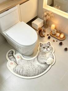 1 pieza Alfombra de piso con patrón de gato blanco, Alfombra de baño, Alfombra de baño, Felpudo, Alfombra pequeña, Alfombra, Alfombra de piso, Decoración del hogar, Alfombra de área, Alfombra de exterior, Decoración del hogar, Alfombra de área, Alfombra de dormitorio, Alfombra lavable - Multicolor - Ver 3