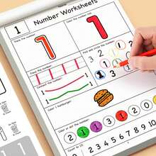 1pc 1-10 Number Learning Workbook / Math Thinking, Observation & Writing Training / Portable Book, Travel & Preschool Learning / Pre-K Gift For Easter & Back To School / Alphabet Trace Book, Preschool Writing Book / Count Game Book, - Multicolor - View 8