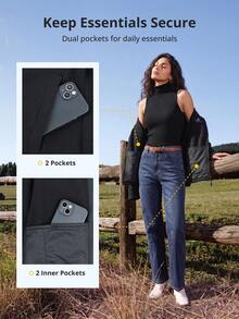 CAMEL CROWN Women's Fleece Jacket, Stand Collar Full Zip Soft Comfortable Outdoor Jacket, Suitable For Casual Hiking And Sports - Phantom Black - View 6