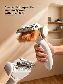 1pc Dog Magic Deshedding Brush, Suitable For Puppies And Adult Dogs, Floating Teeth Design With Stainless Steel Bristles And Polypropylene Body, Gentle Care For Sensitive Skin, Effectively Removes Shedding Hair, Suitable For Bathing - Multicolor - View 2