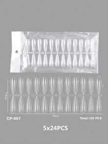 120Pcs Solid Oval Flat Full Cover Nail Tips Clear Gel Nail Polish Color Chart Display Nail Tips Japanese Nail Art Sample Board For Salon - Clear - View 11