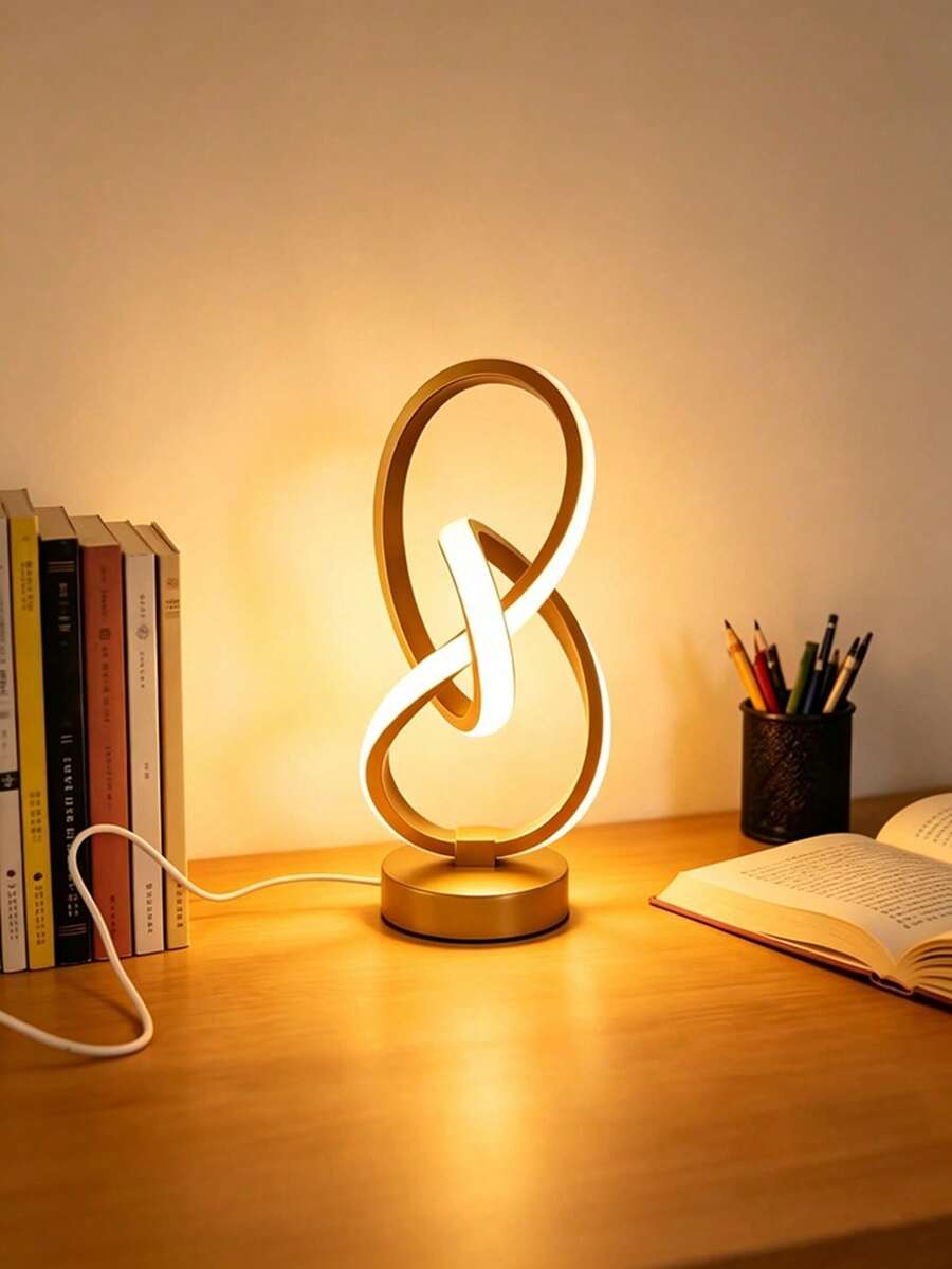 1pc Modern Spiral Creative Table Lamp, Minimalist Adjustable LED Atmosphere Light, USB Powered Night Light With 3 Color Temperature Settings, Plug-In LED Lamp, Holiday Gift For Family And Friends On Christmas And Halloween - Multicolor - View 1