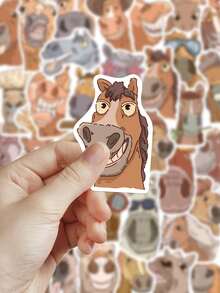 50pcs Cartoon Horse Stickers For Phone Case, Refrigerator, Planner, Diary, Scrapbook, Luggage, Guitar, Helmet, Skateboard, Laptop - Multicolor - View 6
