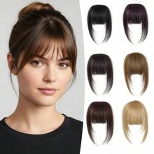 Real Human Hair Wispy French Bangs With Temples,Curved Fringe Hair Accessories,Clip In Air Bangs,Kawaii Hairpieces Quick Hair Change - Multicolor - View 1