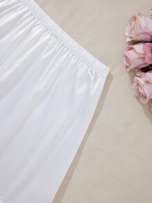 Plus-Size Women's Lace-Panel High-Waisted Mid-Length Petticoat: Comfortable Elastic Waistband, Versatile For Everyday Wear, Opaque Underskirt - White - View 9