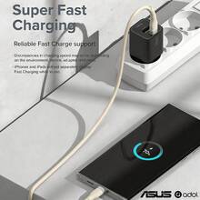 ASUS 60W Fast Charging Data Cable, Available In 1m/2m Lengths, Compatible With Apple 17ProMax/17Pro/17/16ProMax/16Pro/16/15ProMax/15Pro/15, Samsung Phones, Tablets, And Car Charging, Made Of Silicone, Comfortable To Touch, And Tangle-Free - Beige - View 3