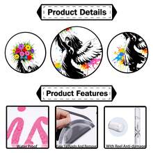 4/2/1 Sets Street Art Style Wall Sticker, Angel Girl With Colorful Flower Splash Ink Pattern Multicolor Removable Vinyl Wall Decal, Art Lovers Bedroom Salon Door Decor Popular Aesthetic Home Decorations - Flower Bouquet Angel - View 5